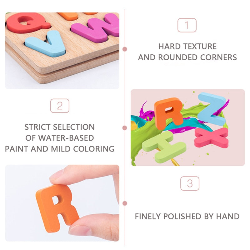 Fidtoy 3D Wooden Puzzle for Kids – Alphabet, Numbers & Shapes Learning Toy for Preschoolers 3-6 Years