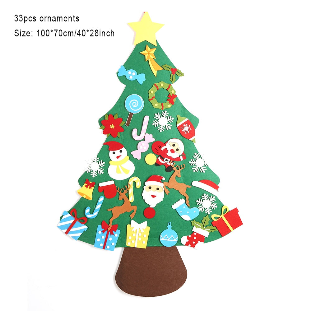 Árbol de Navidad de fieltro con 32 piezas
