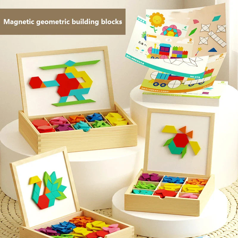 Bloques Magnéticos de Madera Fidtoy - Juguete Educativo Creativo para Niños