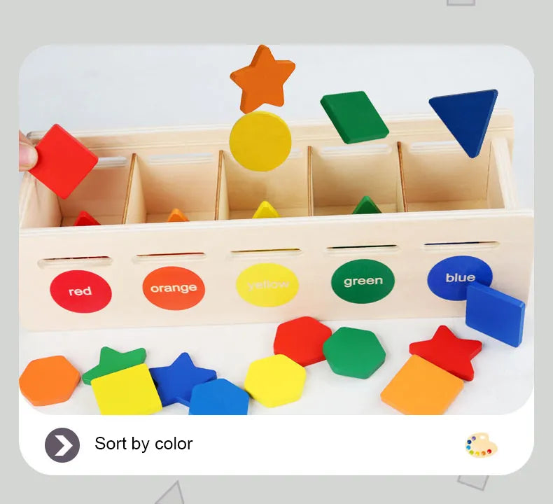 Juego de reconocimiento de color geométrico Fidtoy, juguete Montessori