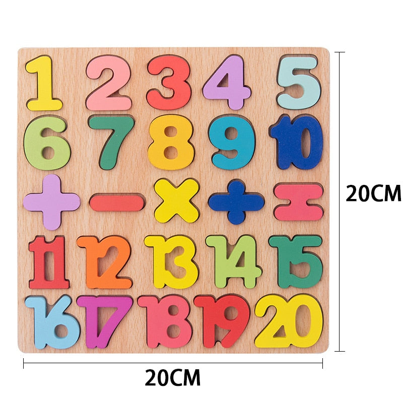 Fidtoy 3D Wooden Puzzle for Kids – Alphabet, Numbers & Shapes Learning Toy for Preschoolers 3-6 Years
