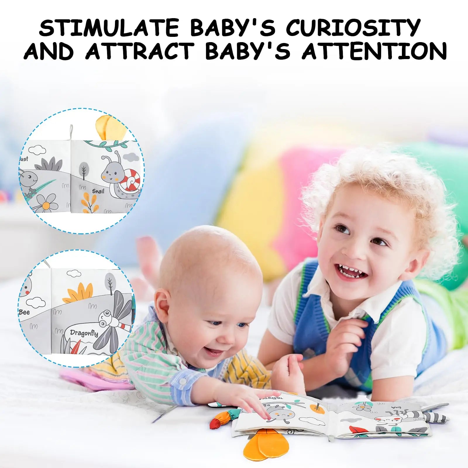 Fidtoy Soft 3D Crinkle Cloth Books | Sensory Learning Toy for Babies 0-12 Months