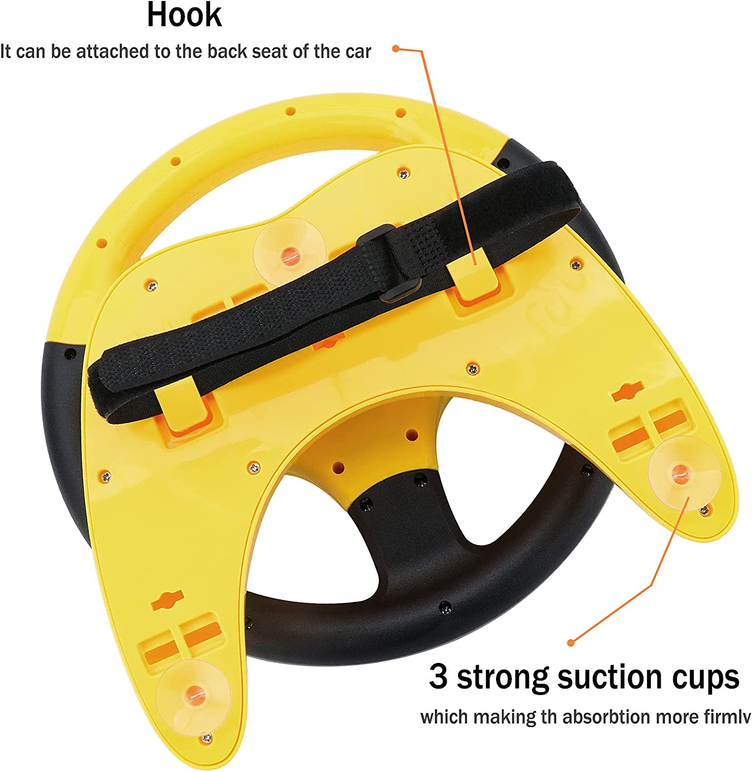 Volante para coche, asiento trasero, simulación de conducción, juguete con volante, luces y música, regalos educativos para niños - Amarillo
