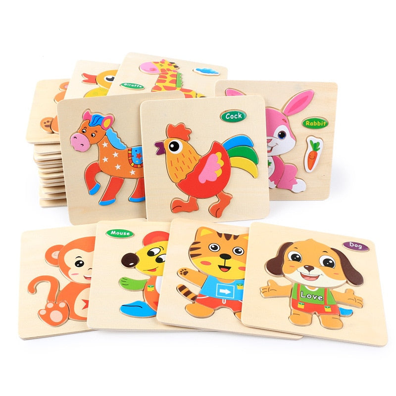 Montessori Wooden Cartoon Puzzles Set#1