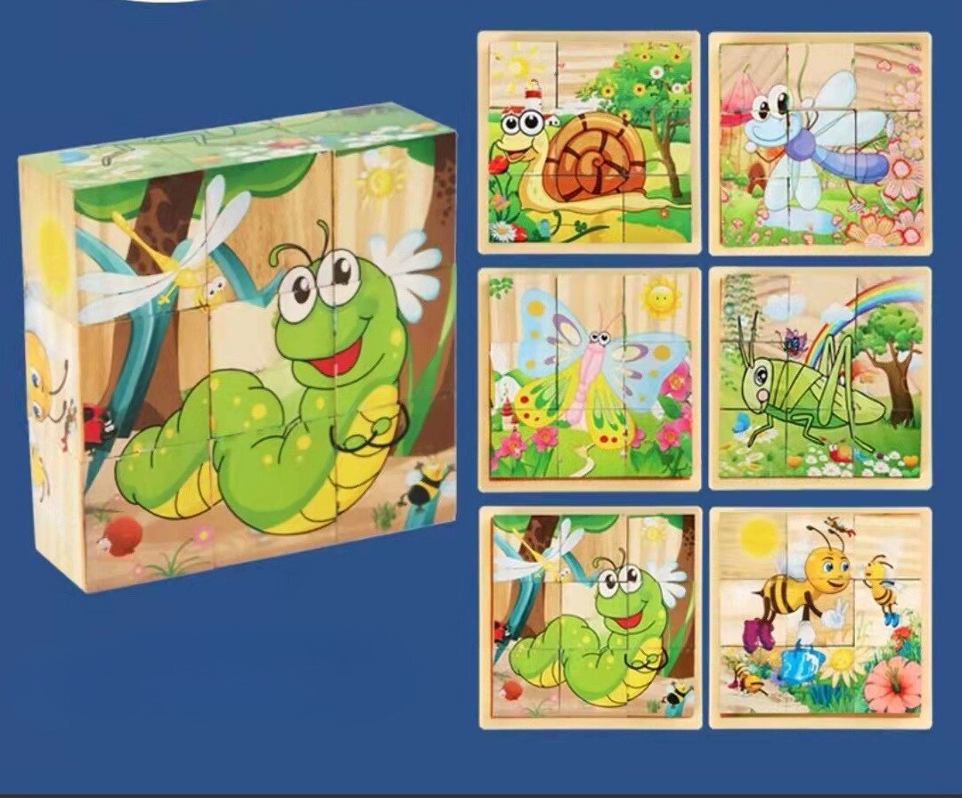 Rompecabezas de 9 Piezas en Cubos 3D (6 caras) (3-6 años)
