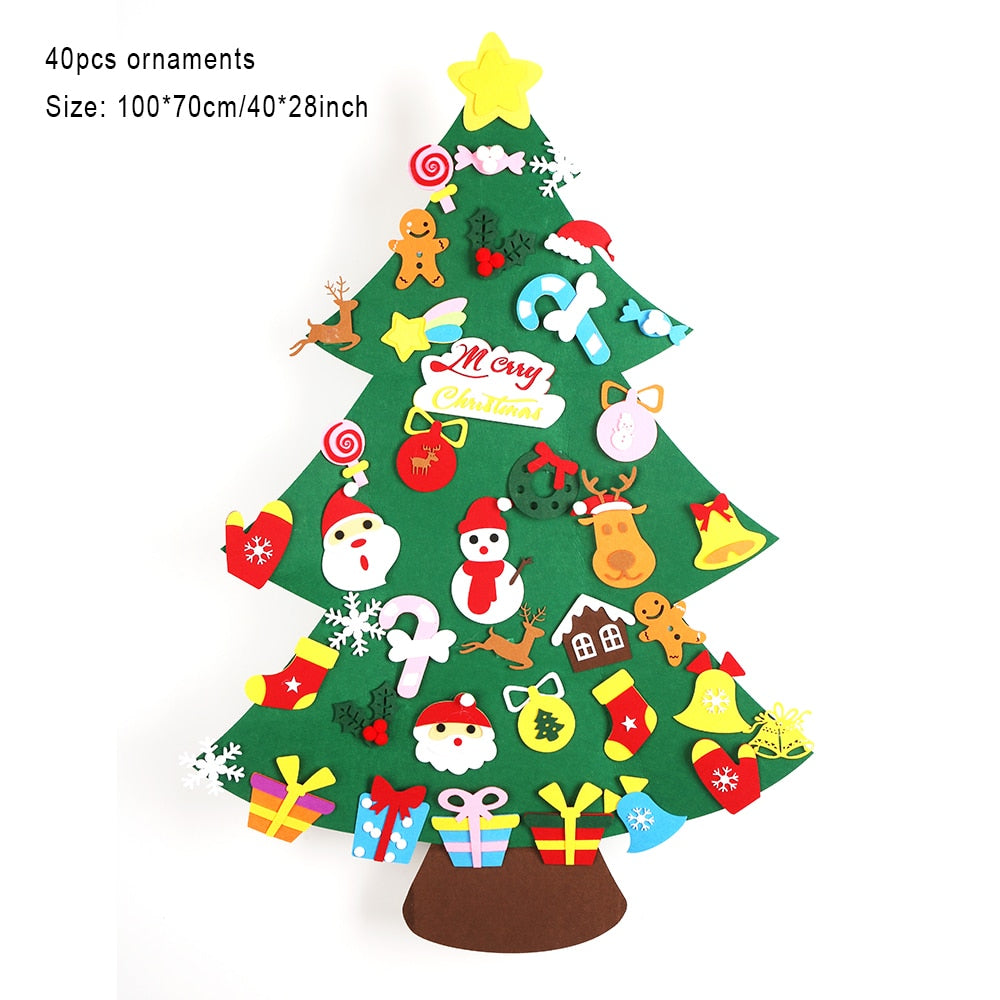 Árbol de Navidad de fieltro con 32 piezas