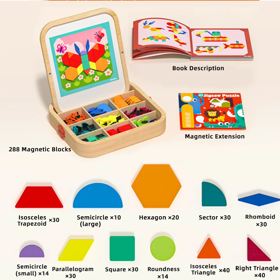 Fidtoy Puzle Magnético Tangram Bloques Juguete Educativo para Niños