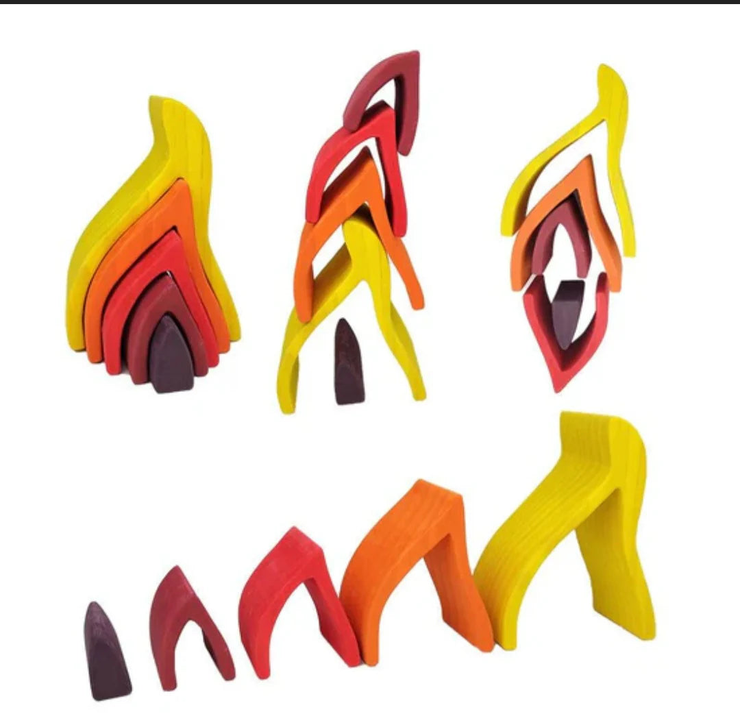 Fidtoy Fire Rainbow Toys Wooden Stacking Toy