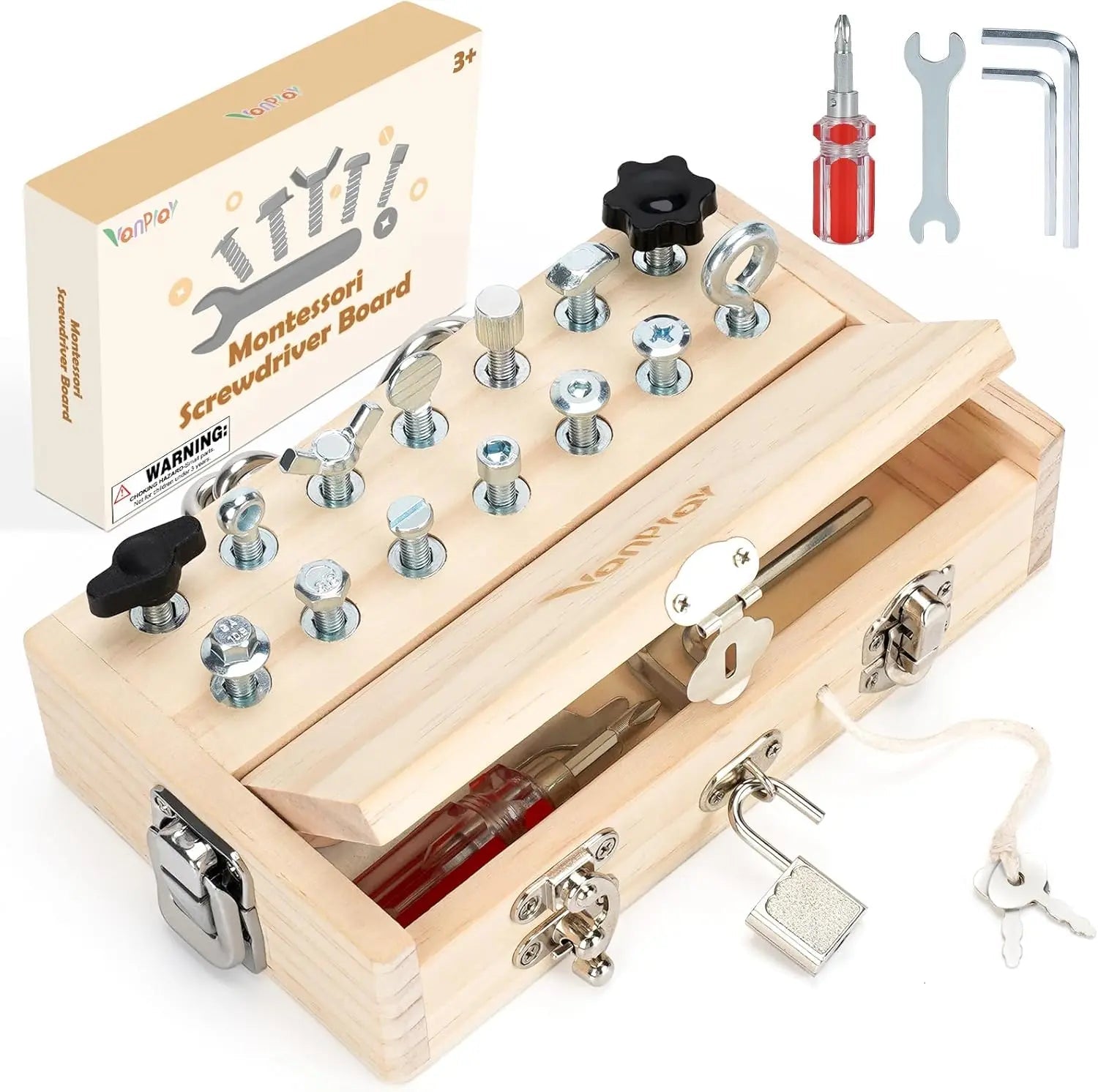 Fidtoy Montessori Screwdriver Board for Kids Wooden Tool Toy Fine Motor Skills Learning