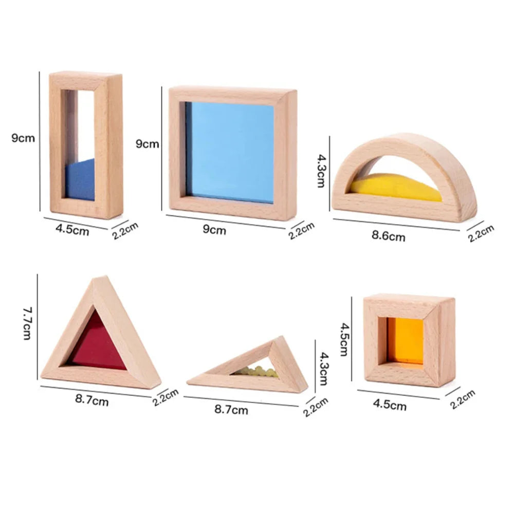Bloques Sensoriales de Acrílico Transparente de Madera Fidtoy | Juguete Educativo y de Apilamiento STEM para Niños Pequeños de 3+