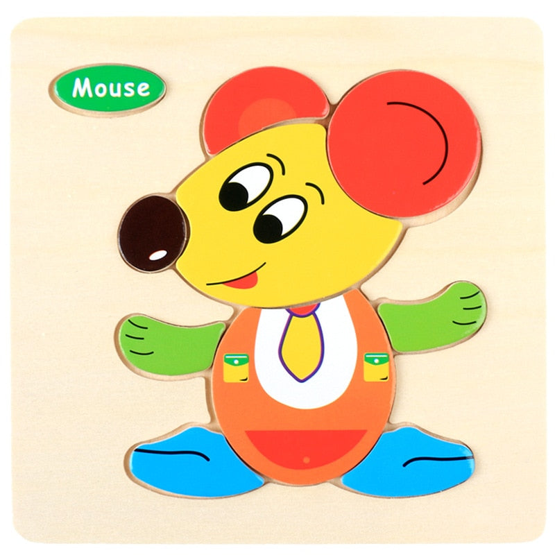 Set de Puzles Montessori de Madera con Dibujos Animados #2