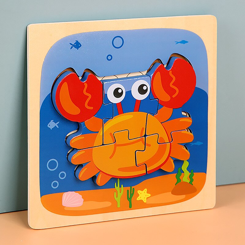 Fidtoy Wooden Animal Puzzle for Toddlers – Montessori Shape & Color Learning Toy