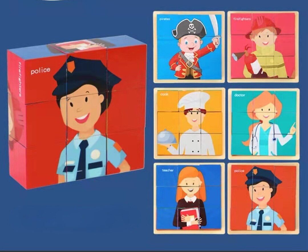 Rompecabezas de 9 Piezas en Cubos 3D (6 caras) (3-6 años)