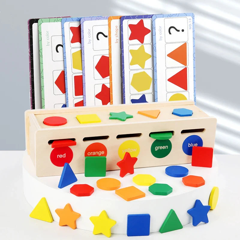 Juego de reconocimiento de color geométrico Fidtoy, juguete Montessori
