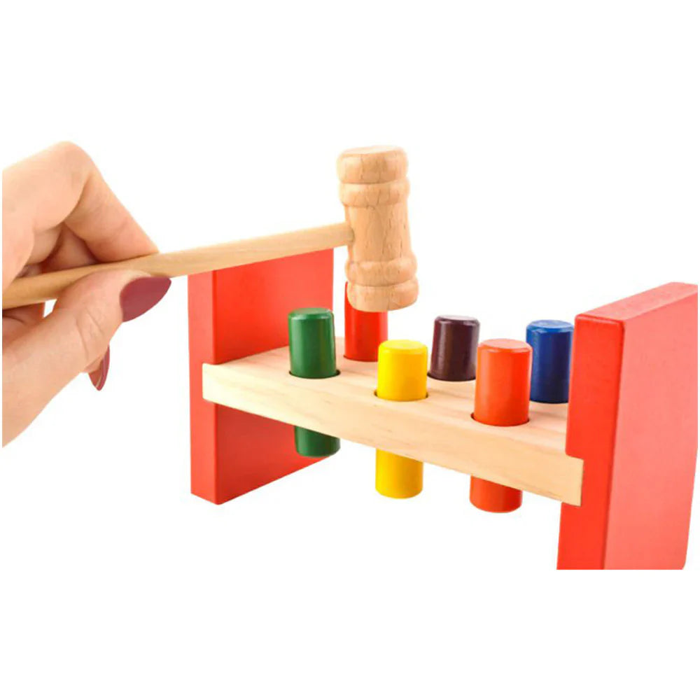 Fidtoy Wooden Hammer Color Recognition Percussion Table | Early Learning Toy