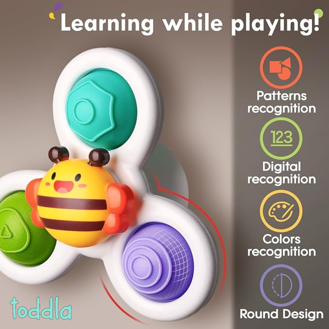 Juguetes Fidtoy Suction Fidget Spinner para niños pequeños, juego de 3 piezas