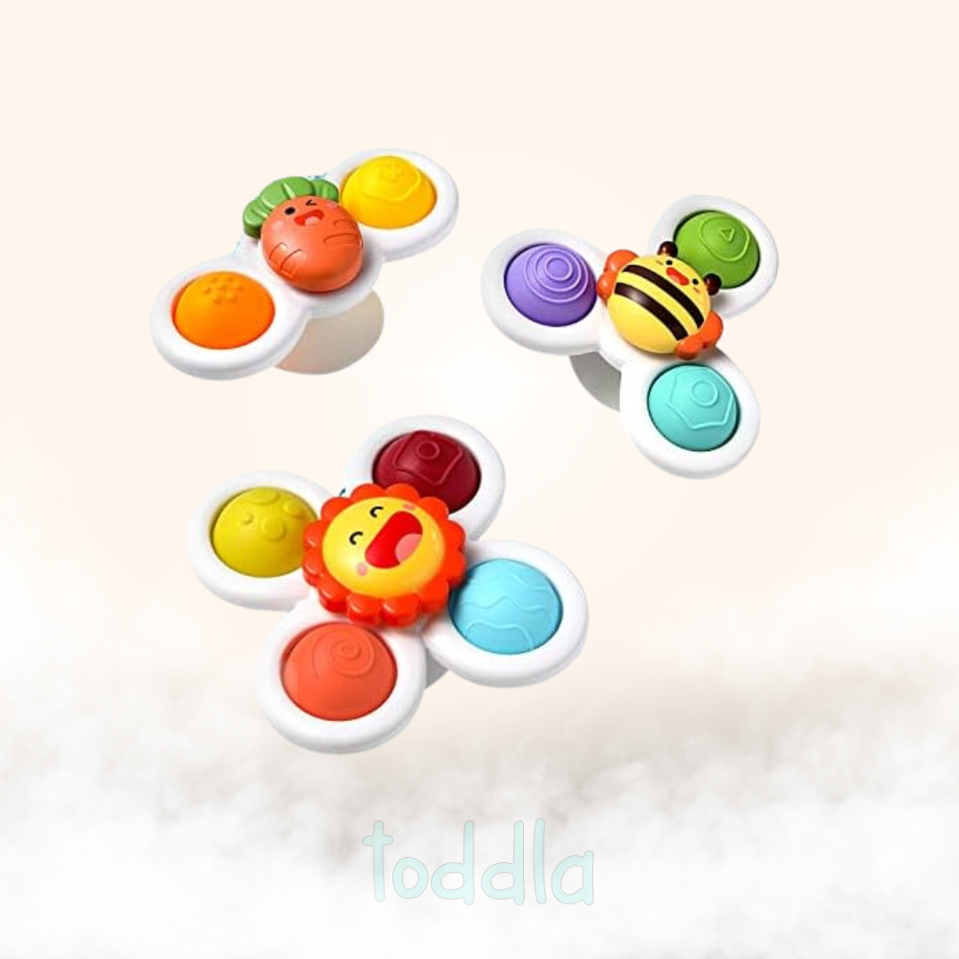 Juguetes Fidtoy Suction Fidget Spinner para niños pequeños, juego de 3 piezas