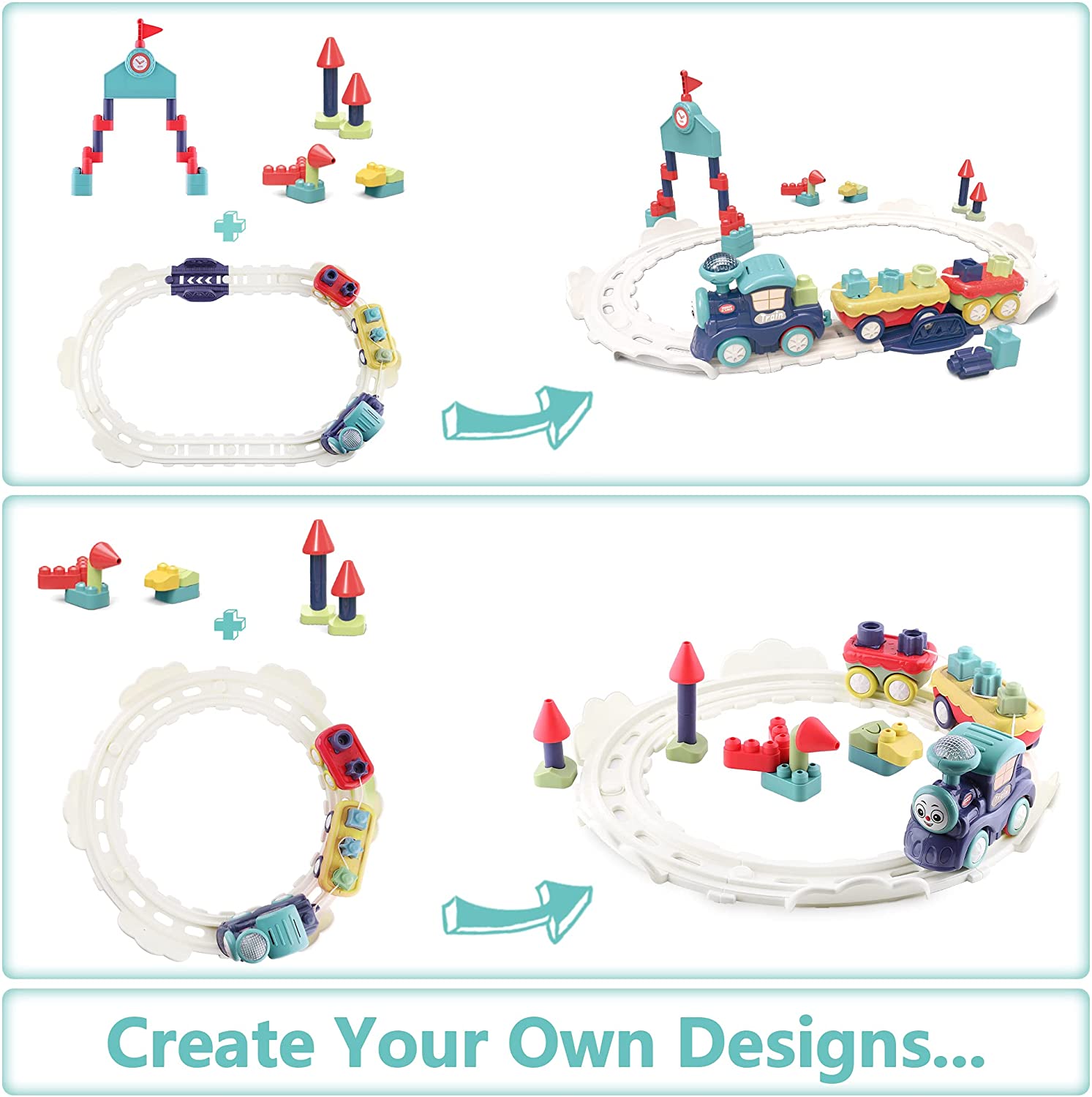 Fidtoy Train Musical avec Blocs de Construction pour Tout-petits