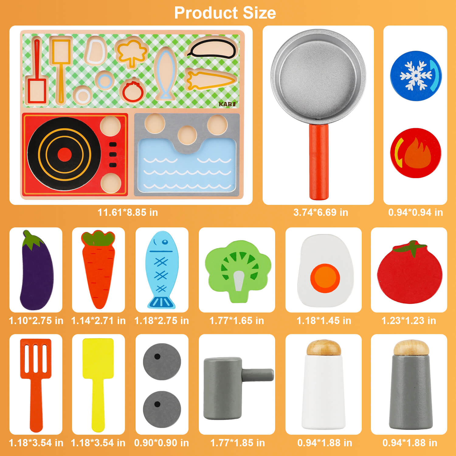 Fidtoy Wooden Kitchen Puzzle Play Set with Food Accessories