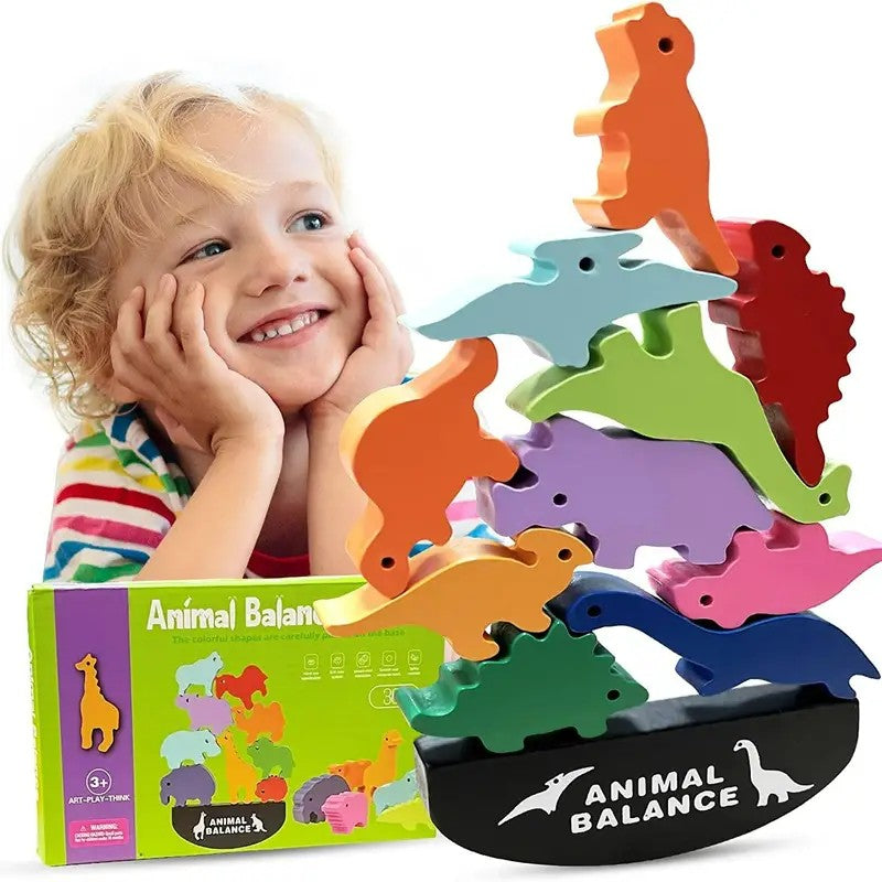 Fidtoy Montessori Wooden Animal Balance Stacking Game – Educational Balance Toy for Kids Ages 3+