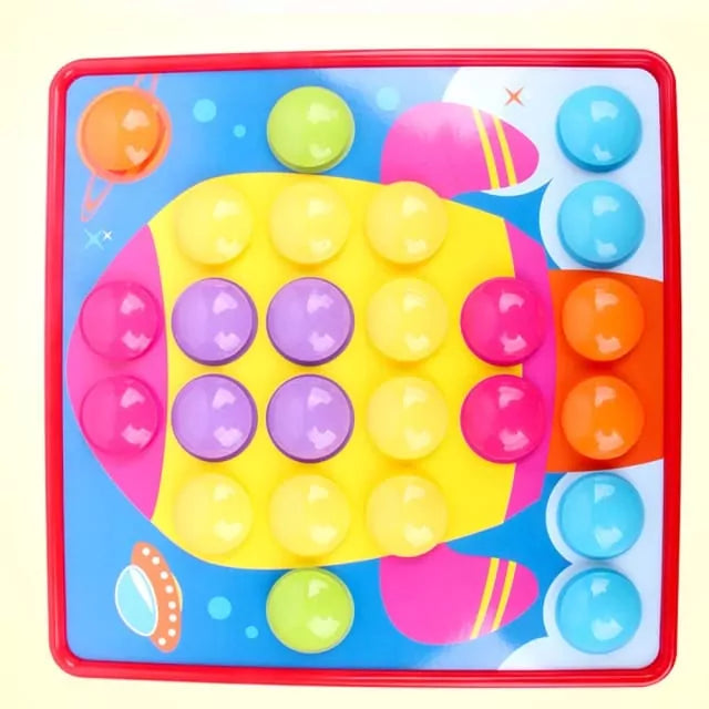 Fidtoy Button Idea Color Recognition Kit for Kids – Button Art Matching Toy with Peg Board, Color Matching Mosaic Puzzle, Fine Motor Learning Activity