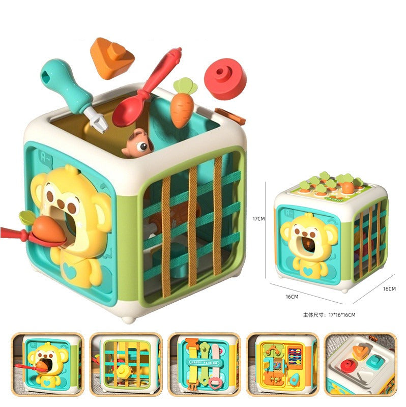 Fidtoy Montessori Busy Activity Cube for Toddlers 3+ – Six-Sided Sensory Learning Cube with Switches, Locks, Buttons, Gears & Fine Motor Skills Activities