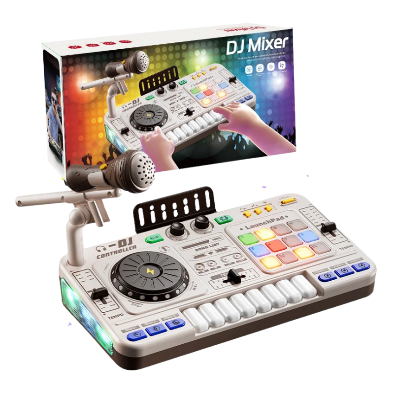 Fidtoy Kids DJ Mixer Toy with Lights Sounds Microphone Bluetooth Musical Toy for Toddlers Creative Music Play Gift