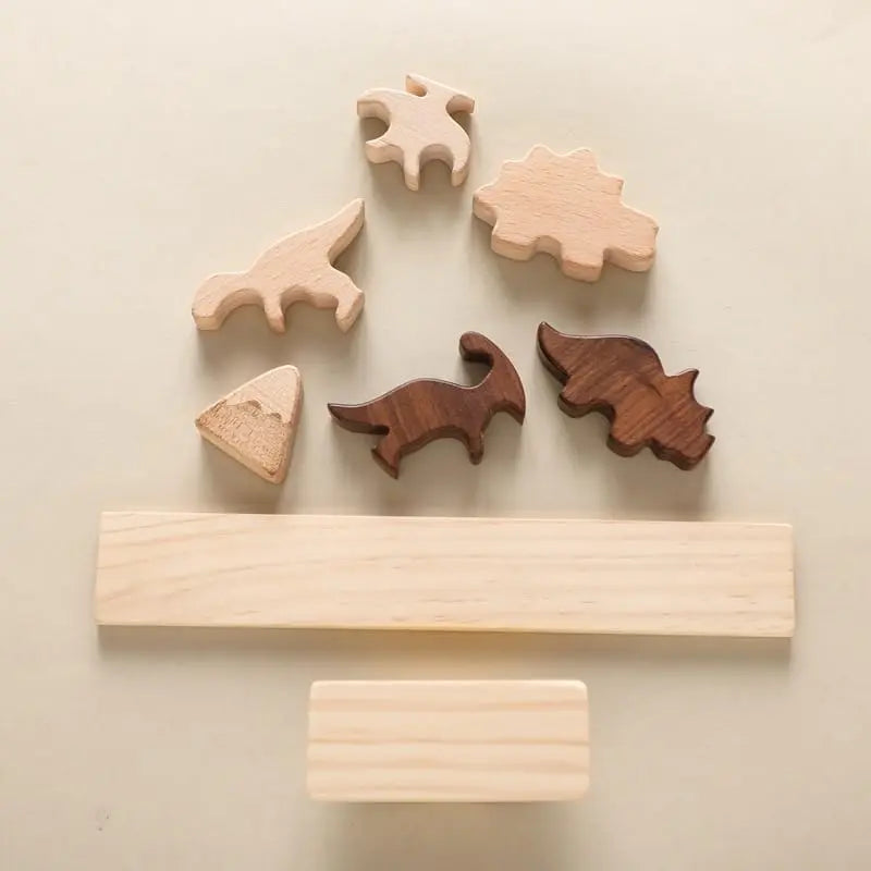 Fidtoy Wooden Animal and Dinosaur Balance Set – Montessori Learning Toy for Kids