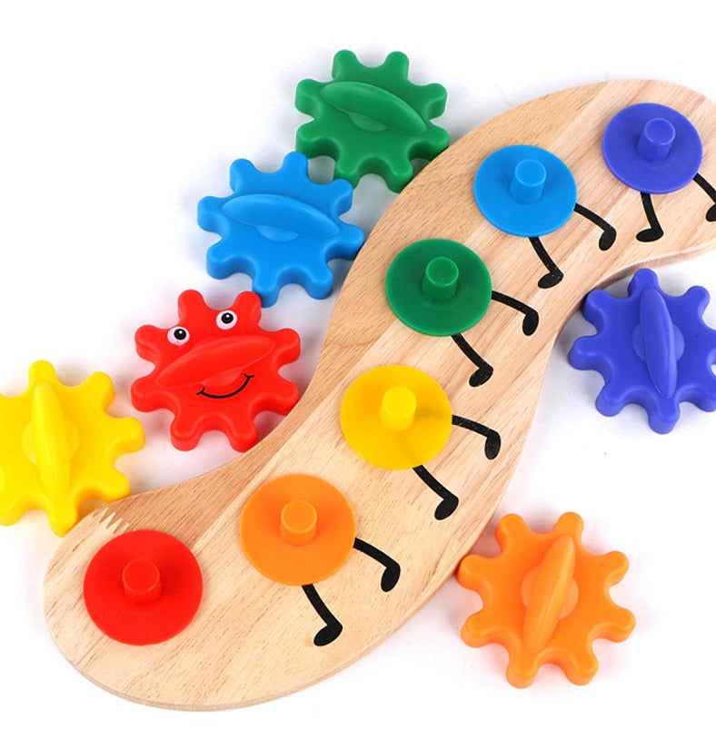Fidtoy Rainbow Caterpillar Gear Toy for Toddlers – Color Matching & Fine Motor Learning Toy