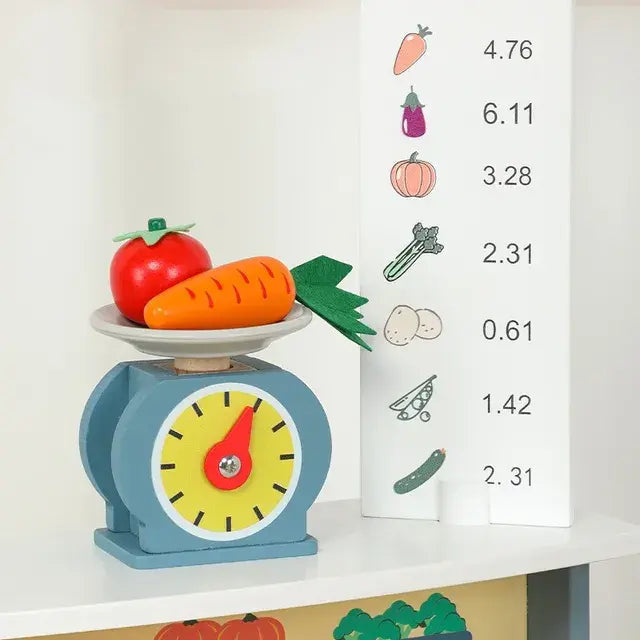 Tienda de verduras de madera de juguete para niños