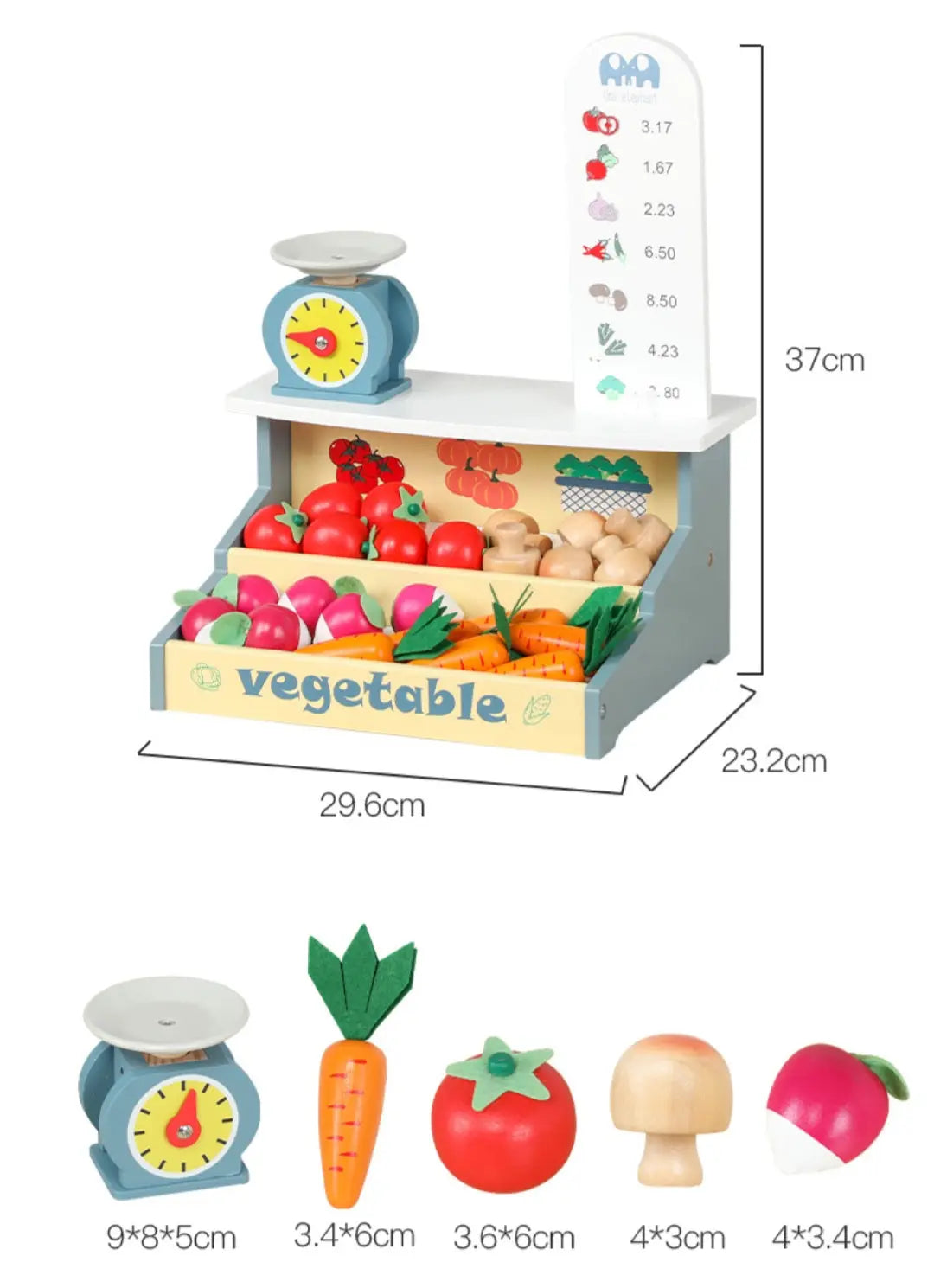 Tienda de verduras de madera de juguete para niños