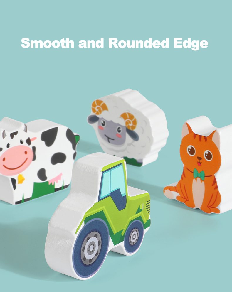 Trieur de formes Grange en bois - Puzzle d'animaux de la ferme et activité de motricité fine