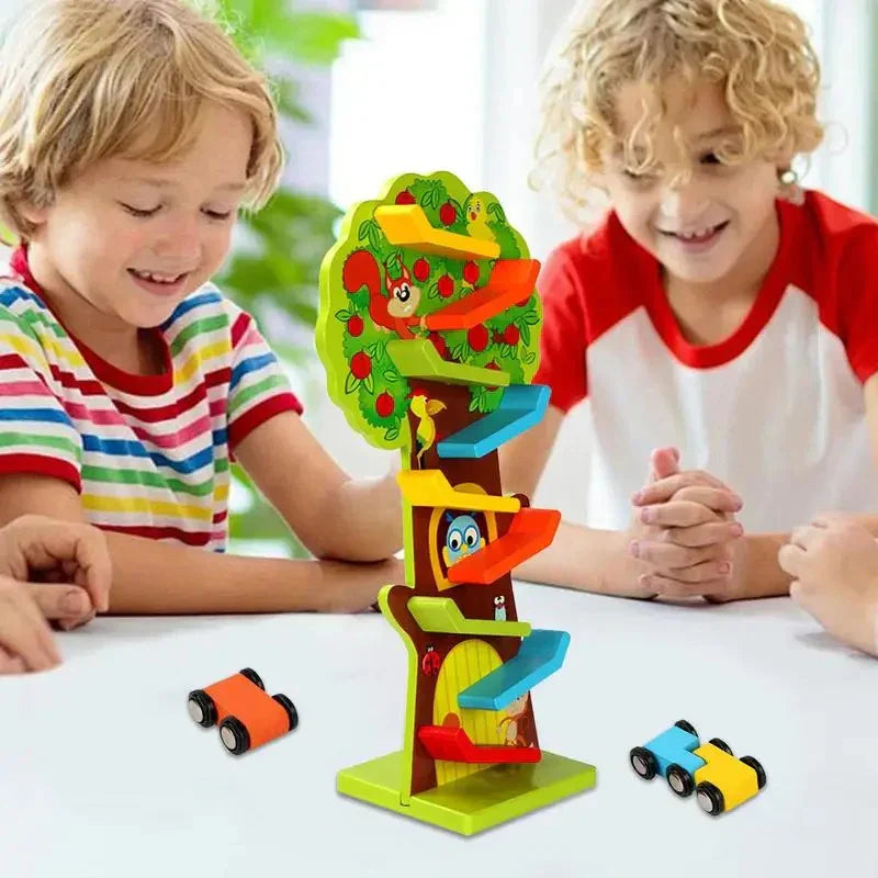 Fidtoy Circuit de Course et Voitures en Bois à 9 Niveaux – Jouet d'Éveil pour Tout-Petits