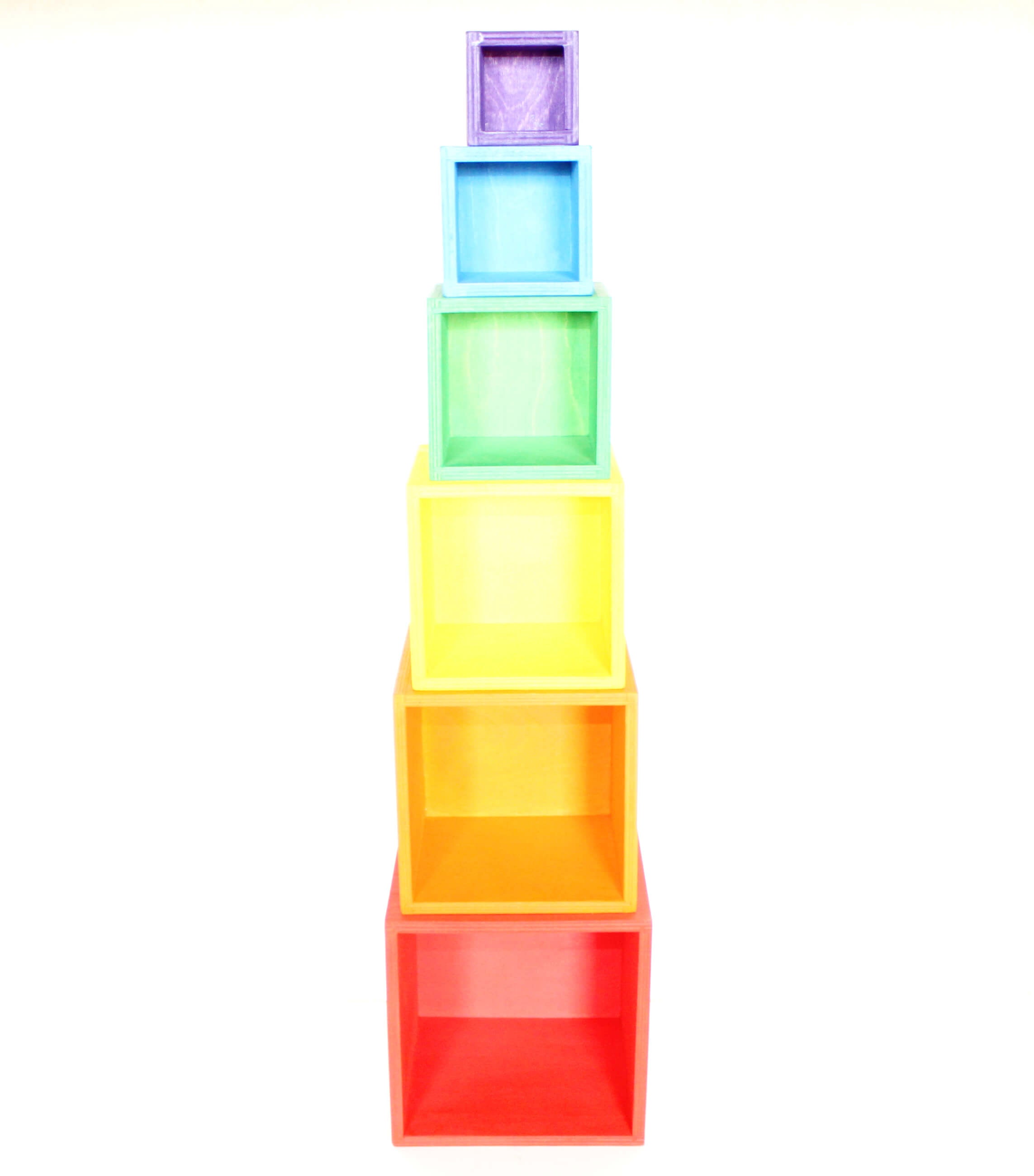 Fidtoy Cajas Apilables de Arcoíris, Juguete de Madera Encajable para Niños de 3+ años