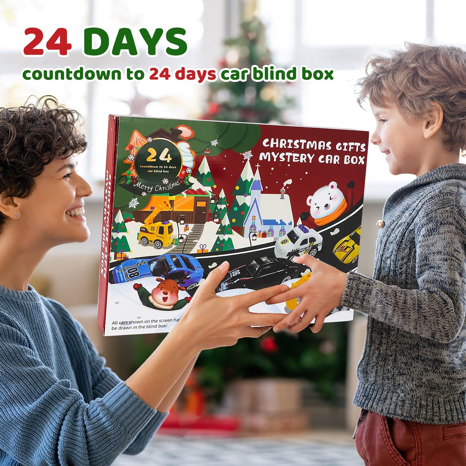 24 PCS Toys Cars Play Kids Vehicles Christmas Countdown 24 Days Christmas Gifts for Kids 3 4 5 6 7 Year Old