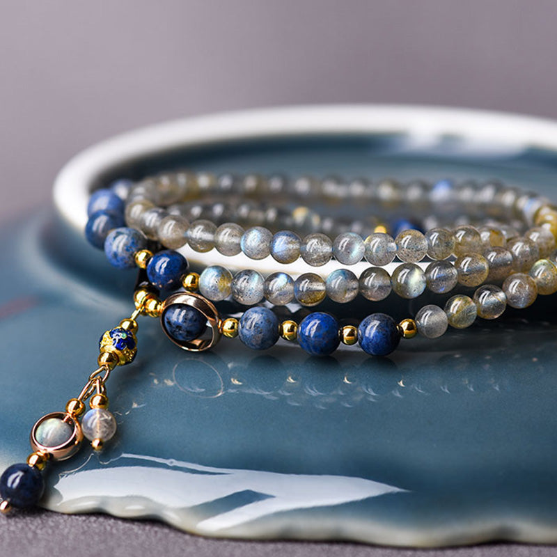 Buddha Stones Moonstone Lazurite Calm Healing Positive Bracelet - image 11
