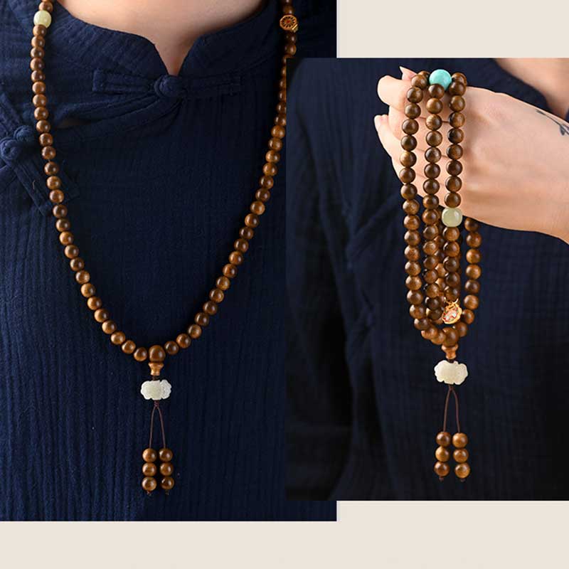Buddha Stones Tibetan Rosewood Protection Calm Bracelet Mala Mala Bracelet BS 16