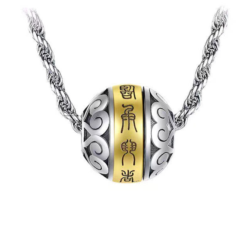 Buddha Stones Taoist Nine-Character Mantra Engraved Amulet Balance Necklace Rotatable Pendant Necklaces & Pendants BS 2