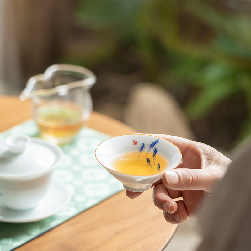 Buddha Stones Mandala Flower Koi Fish Lotus Bird Persimmons Teacup Kung Fu Tea Cup 50ml Cup BS 7