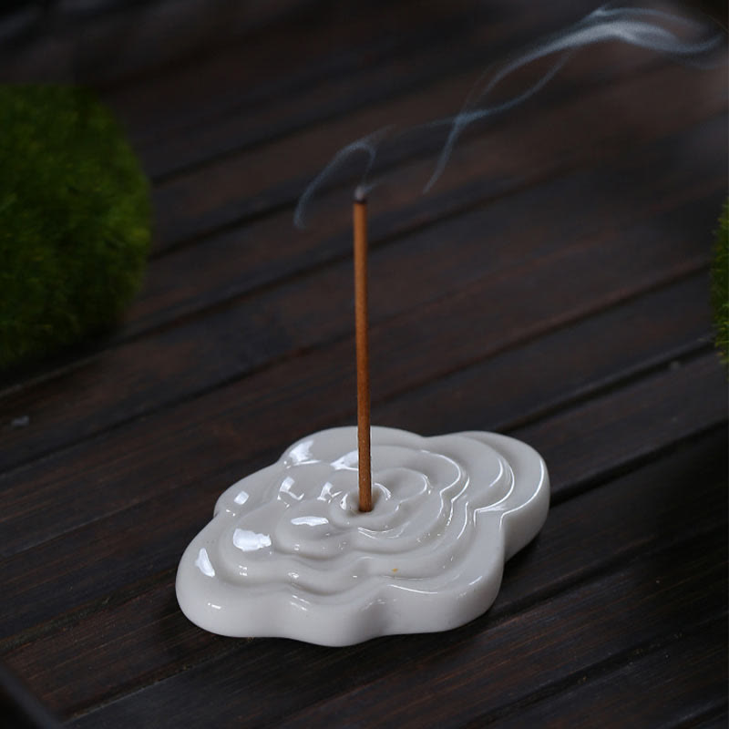Buddha Stones Mini Auspicious Clouds Design Healing Stick Ceramic Small Incense Burner Decoration Incense Burner BS 14