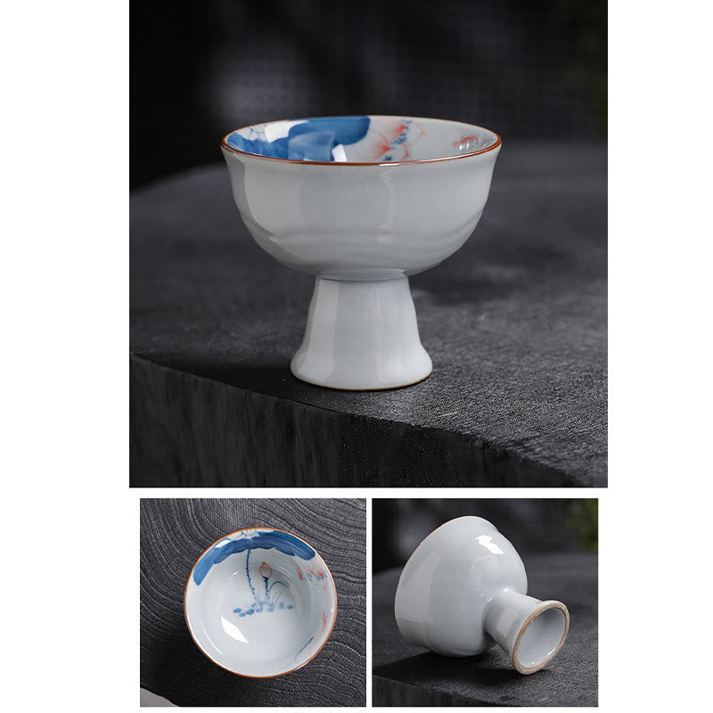 Buddha Stones Lotus Flower Leaf Bamboo Ceramic Teacup Kung Fu Tea Cups Cup BS 23