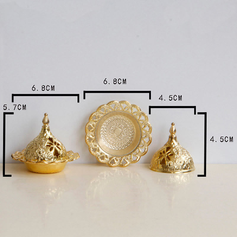 Buddha Stones Tibetan Gold Mini Meditation Incense Burner Incense Burner BS 15