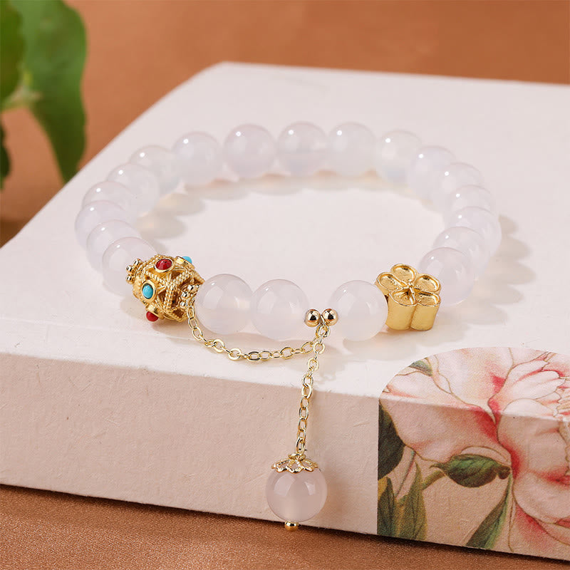 Buddha Stones Natural Red Agate White Agate Peach Blossom Self-acceptance Bracelet Bracelet BS 8