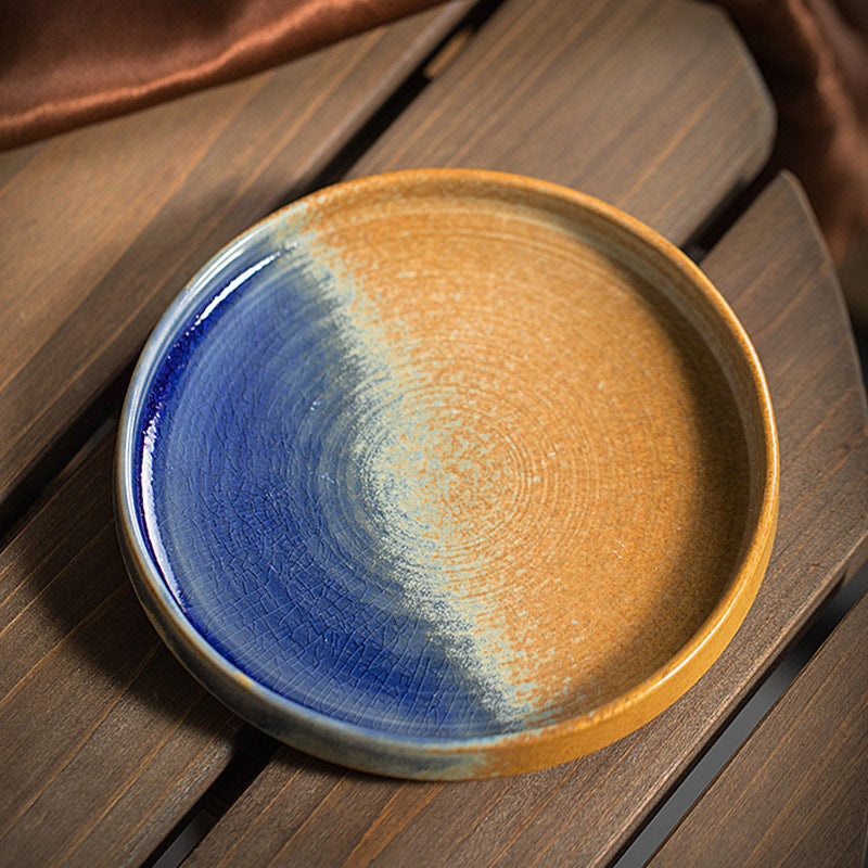 Buddha Stones Retro Striped Kiln Change Ceramic Coffee Mug Rough Pottery Tea Coffee Cup With Saucer 250ml Coffee Mug BS 10