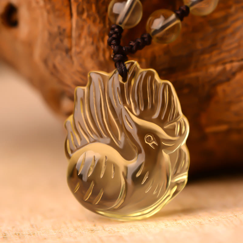 Buddha Stones Natural Amethyst White Crystal Citrine Nine Tailed Fox Luck Necklace Pendant Necklaces & Pendants BS Citrine(Happiness♥Prosperity) Fox