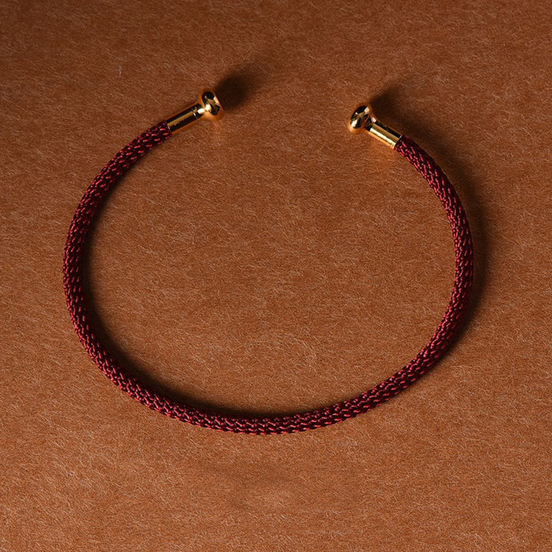 Buddha Stones Simple Design Handmade Luck Braid String Cuff Bracelet Bracelet BS Dark Red