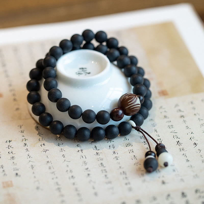 Buddha Stones Tibetan Double Layer Cypress Bodhi Lotus Healing Bracelet Bracelet BS Cypress(Wrist Circumference 14-15cm)