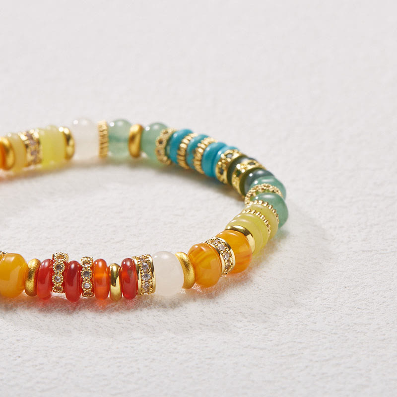 Buddha Stones Natural Red Agate Jade Rainbow Confidence Bracelet Bracelet BS 1