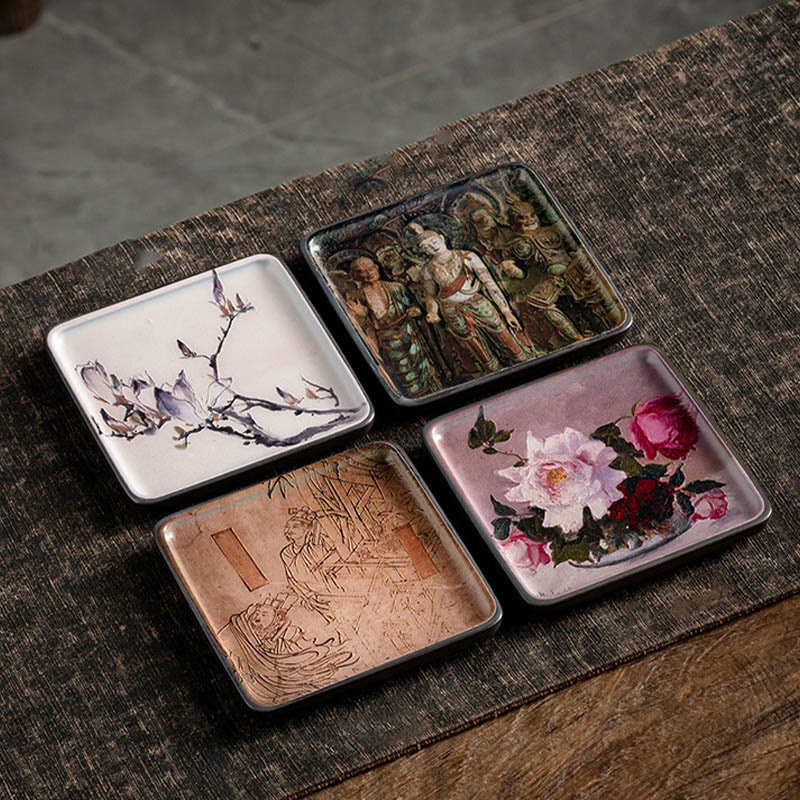Buddha Stones Mountain Lake Flower Leaf Healing Ceramic Plate Tray Stick Incense Burner Decoration Incense Burner BS 26