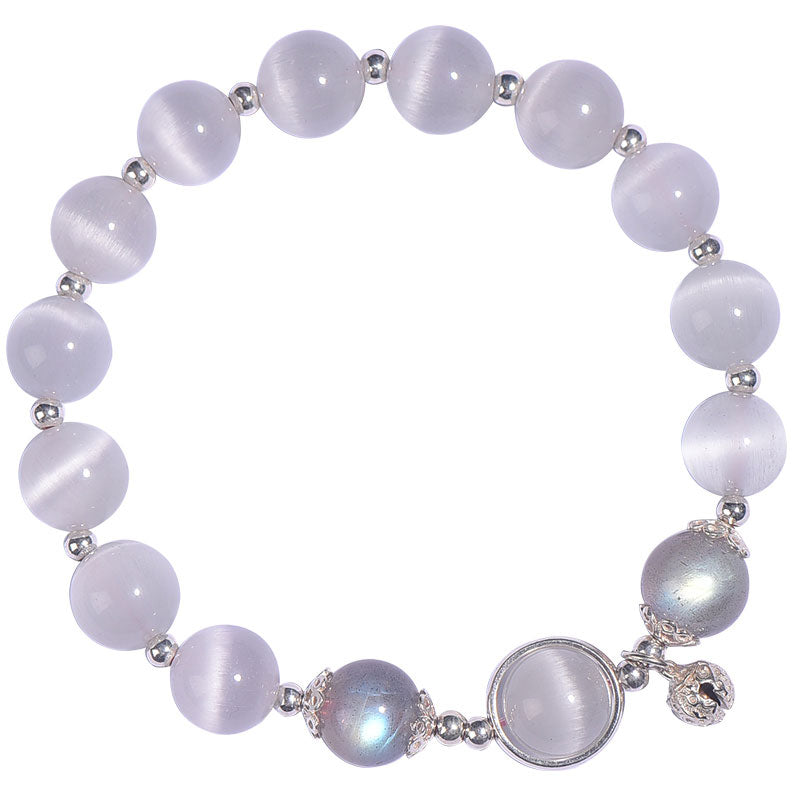 Buddha Stones 925 Sterling Silver Cat Eye Moonstone Love Support Bracelet Bracelet BS 10
